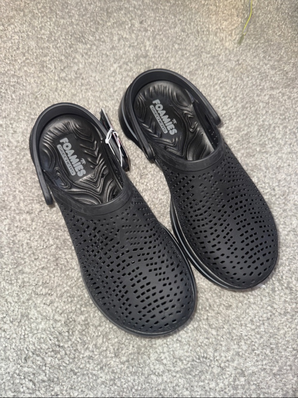 Skechers Black Foamies Slip-On Perforated Clog Sandals